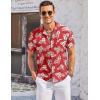 imageCOOFANDY Mens Casual Button Down Shirts Short Sleeve Summer Cuban Vacation Beach ShirtsRed Cream Floral