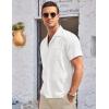 imageCOOFANDY Mens Casual Button Down Shirts Short Sleeve Summer Cuban Vacation Beach ShirtsWhite