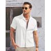 imageCOOFANDY Mens Casual Button Down Shirts Short Sleeve Summer Cuban Vacation Beach ShirtsWhite