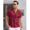 imageCOOFANDY Mens Casual Button Down Shirts Short Sleeve Summer Cuban Vacation Beach ShirtsWine Red