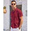 imageCOOFANDY Mens Casual Button Down Shirts Short Sleeve Summer Cuban Vacation Beach ShirtsWine Red