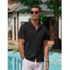 imageCOOFANDY Mens Casual Button Down Shirts Short Sleeve WrinkleFree Summer Beach WearBlack
