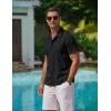 imageCOOFANDY Mens Casual Button Down Shirts Short Sleeve WrinkleFree Summer Beach WearBlack