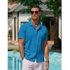 imageCOOFANDY Mens Casual Button Down Shirts Short Sleeve WrinkleFree Summer Beach WearBlue