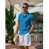 imageCOOFANDY Mens Casual Button Down Shirts Short Sleeve WrinkleFree Summer Beach WearBlue
