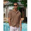 imageCOOFANDY Mens Casual Button Down Shirts Short Sleeve WrinkleFree Summer Beach WearBrown