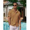imageCOOFANDY Mens Casual Button Down Shirts Short Sleeve WrinkleFree Summer Beach WearCaramel