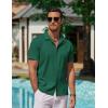 imageCOOFANDY Mens Casual Button Down Shirts Short Sleeve WrinkleFree Summer Beach WearDark Green