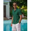 imageCOOFANDY Mens Casual Button Down Shirts Short Sleeve WrinkleFree Summer Beach WearDark Green