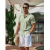 imageCOOFANDY Mens Casual Button Down Shirts Short Sleeve WrinkleFree Summer Beach WearLight Green