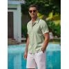 imageCOOFANDY Mens Casual Button Down Shirts Short Sleeve WrinkleFree Summer Beach WearLight Green
