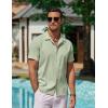 imageCOOFANDY Mens Casual Button Down Shirts Short Sleeve WrinkleFree Summer Beach WearLight Green