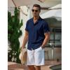 imageCOOFANDY Mens Casual Button Down Shirts Short Sleeve WrinkleFree Summer Beach WearNavy Blue