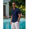 imageCOOFANDY Mens Casual Button Down Shirts Short Sleeve WrinkleFree Summer Beach WearNavy Blue