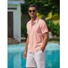 imageCOOFANDY Mens Casual Button Down Shirts Short Sleeve WrinkleFree Summer Beach WearPink