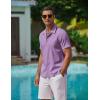 imageCOOFANDY Mens Casual Button Down Shirts Short Sleeve WrinkleFree Summer Beach WearPurple