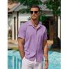 imageCOOFANDY Mens Casual Button Down Shirts Short Sleeve WrinkleFree Summer Beach WearPurple