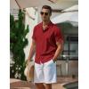 imageCOOFANDY Mens Casual Button Down Shirts Short Sleeve WrinkleFree Summer Beach WearWine Red