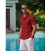 imageCOOFANDY Mens Casual Button Down Shirts Short Sleeve WrinkleFree Summer Beach WearWine Red