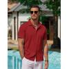 imageCOOFANDY Mens Casual Button Down Shirts Short Sleeve WrinkleFree Summer Beach WearWine Red