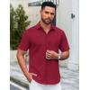 imageCOOFANDY Mens Casual Dress Shirt Short Sleeve Button Down Shirts Summer Wedding Untucked ShirtCarmine