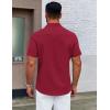 imageCOOFANDY Mens Casual Dress Shirt Short Sleeve Button Down Shirts Summer Wedding Untucked ShirtCarmine