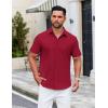 imageCOOFANDY Mens Casual Dress Shirt Short Sleeve Button Down Shirts Summer Wedding Untucked ShirtCarmine