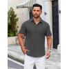 imageCOOFANDY Mens Casual Dress Shirt Short Sleeve Button Down Shirts Summer Wedding Untucked ShirtCharcoal Gray