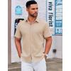 imageCOOFANDY Mens Casual Dress Shirt Short Sleeve Button Down Shirts Summer Wedding Untucked ShirtCream