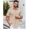imageCOOFANDY Mens Casual Dress Shirt Short Sleeve Button Down Shirts Summer Wedding Untucked ShirtCream