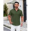 imageCOOFANDY Mens Casual Dress Shirt Short Sleeve Button Down Shirts Summer Wedding Untucked ShirtForest Green