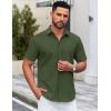 imageCOOFANDY Mens Casual Dress Shirt Short Sleeve Button Down Shirts Summer Wedding Untucked ShirtForest Green