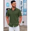 imageCOOFANDY Mens Casual Dress Shirt Short Sleeve Button Down Shirts Summer Wedding Untucked ShirtForest Green