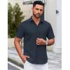 imageCOOFANDY Mens Casual Dress Shirt Short Sleeve Button Down Shirts Summer Wedding Untucked ShirtIndigo