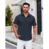 imageCOOFANDY Mens Casual Dress Shirt Short Sleeve Button Down Shirts Summer Wedding Untucked ShirtIndigo