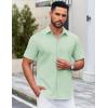 imageCOOFANDY Mens Casual Dress Shirt Short Sleeve Button Down Shirts Summer Wedding Untucked ShirtMint Green