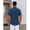 imageCOOFANDY Mens Casual Dress Shirt Short Sleeve Button Down Shirts Summer Wedding Untucked ShirtPrussian Blue