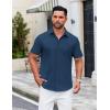 imageCOOFANDY Mens Casual Dress Shirt Short Sleeve Button Down Shirts Summer Wedding Untucked ShirtPrussian Blue