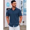 imageCOOFANDY Mens Casual Dress Shirt Short Sleeve Button Down Shirts Summer Wedding Untucked ShirtPrussian Blue