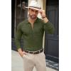 imageCOOFANDY Mens Casual Knit Polo Shirts Long Sleeve Button Down Sweater Polo Ribbed Cardigan Sweater with PocketArmy Green