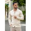 imageCOOFANDY Mens Casual Knit Polo Shirts Long Sleeve Button Down Sweater Polo Ribbed Cardigan Sweater with PocketBeige