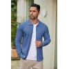 imageCOOFANDY Mens Casual Knit Polo Shirts Long Sleeve Button Down Sweater Polo Ribbed Cardigan Sweater with PocketBlue