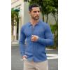 imageCOOFANDY Mens Casual Knit Polo Shirts Long Sleeve Button Down Sweater Polo Ribbed Cardigan Sweater with PocketBlue