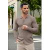 imageCOOFANDY Mens Casual Knit Polo Shirts Long Sleeve Button Down Sweater Polo Ribbed Cardigan Sweater with PocketKhaki