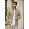 imageCOOFANDY Mens Casual Knit Polo Shirts Long Sleeve Button Down Sweater Polo Ribbed Cardigan Sweater with PocketLight Khaki