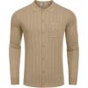 imageCOOFANDY Mens Casual Knit Polo Shirts Long Sleeve Button Down Sweater Polo Ribbed Cardigan Sweater with PocketLight Khaki