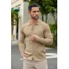 imageCOOFANDY Mens Casual Knit Polo Shirts Long Sleeve Button Down Sweater Polo Ribbed Cardigan Sweater with PocketLight Khaki