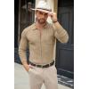 imageCOOFANDY Mens Casual Knit Polo Shirts Long Sleeve Button Down Sweater Polo Ribbed Cardigan Sweater with PocketLight Khaki