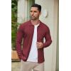 imageCOOFANDY Mens Casual Knit Polo Shirts Long Sleeve Button Down Sweater Polo Ribbed Cardigan Sweater with PocketWine Red