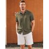 imageCOOFANDY Mens Casual Linen Shirts Short Sleeve Button Down Shirt Summer Beach TopsArmy Green